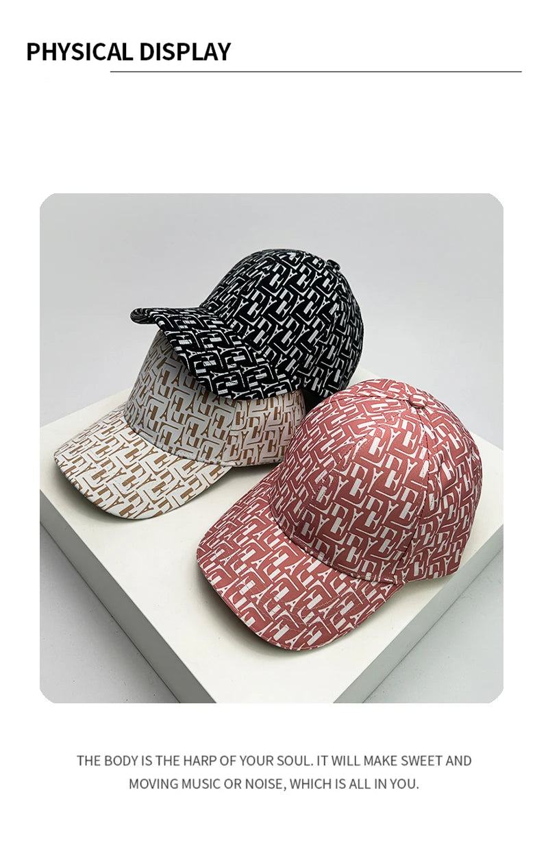 New Houndstooth Letter Baseball Hats Men Women Versatile Sunscreen Casual Breathable Fashion Outdoor Sport Korean Snapback Caps