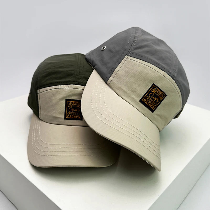 New Unisex Color Block Quick Drying Letter Baseball Hats Breathable Outdoor Sunshade Peaked Caps Versatile Travel Fashion Retro