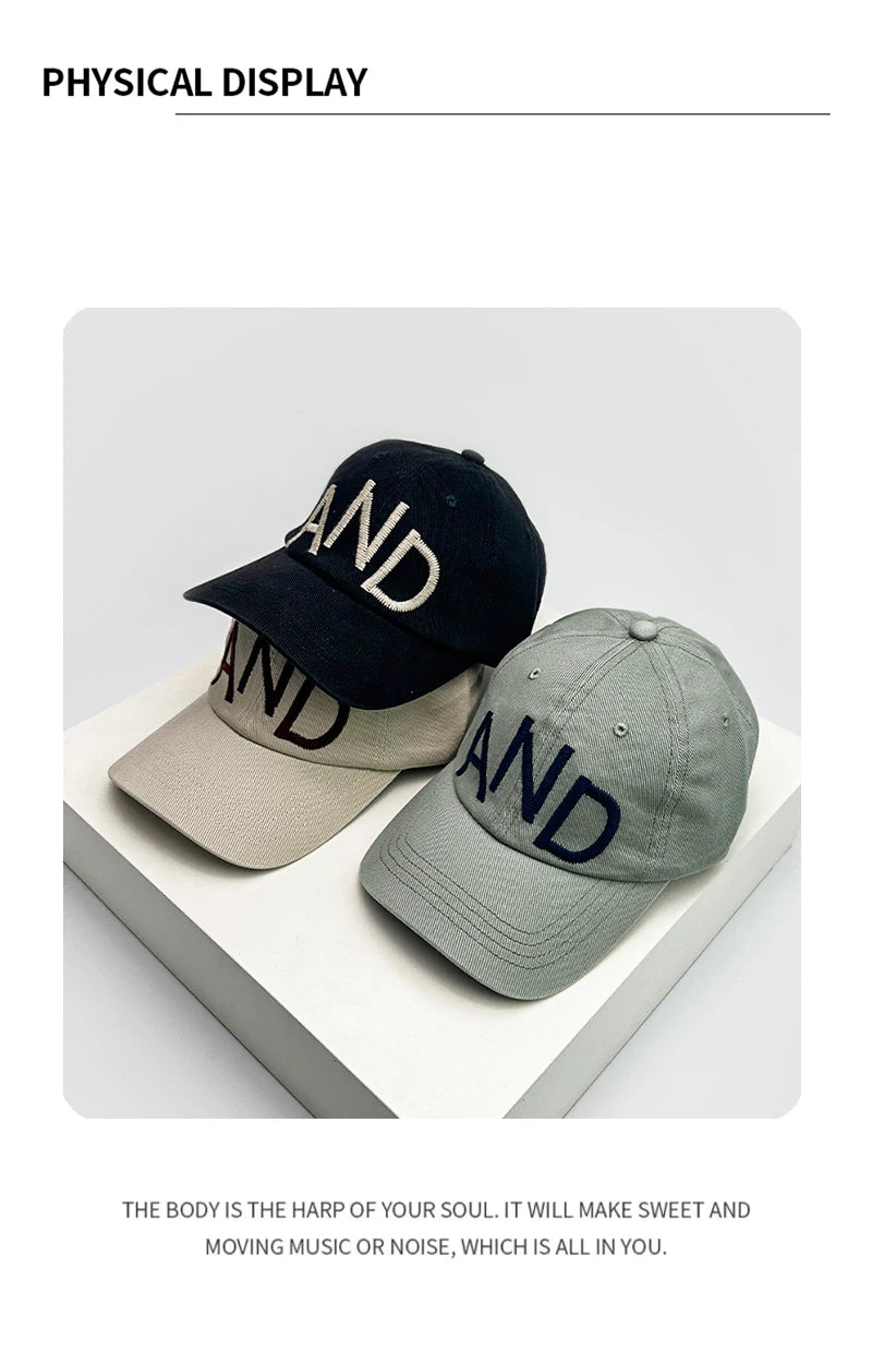 New Unisex Embroidered AND Letters Simple Baseball Hats Breathable High-quality Sunshade Peaked Caps Versatile Fashion Korean