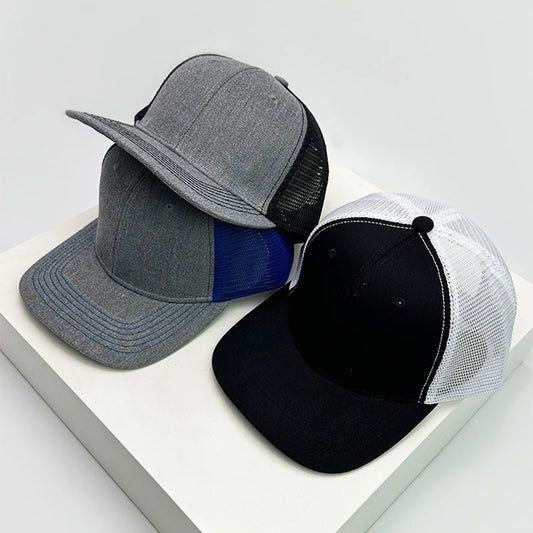 New Men Women Outdoor Color Block Baseball Hats Sunshade Retro Breathable Mesh Casual Truck Caps Versatile Fashion Simple Solid