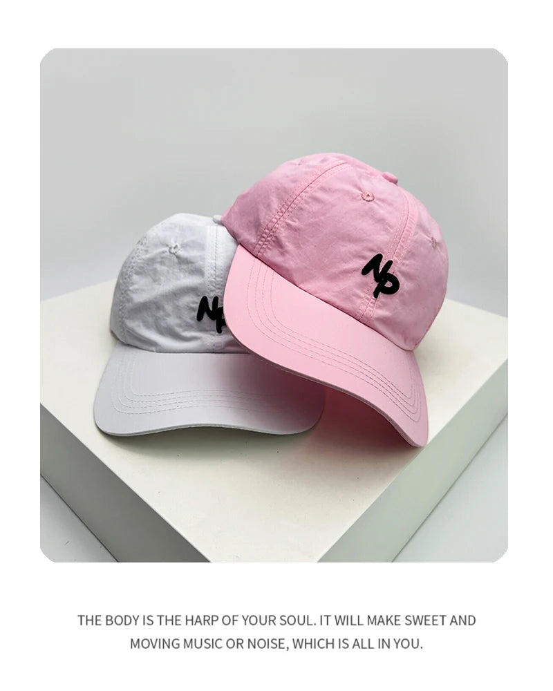 New Unisex Simple Letter Embroidery Quick Drying Baseball Hats Outdoor Breathable Casual Sunshade Peaked Caps Versatile Korean