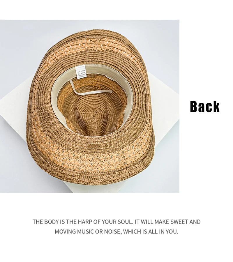 New Unisex Bohemian Style Beach Cowboy Hats Travel Personal Sunshade Distress Outdoor Ethnic Style Straw Caps Versatile Foldable