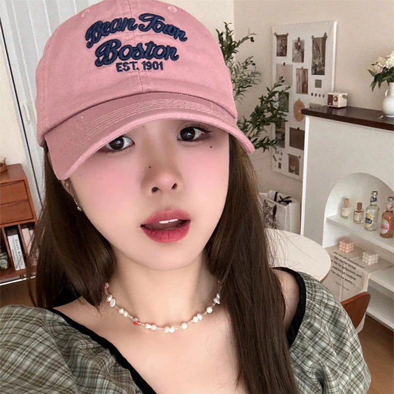 New Men Women Japanese Retro Embroidered Letters Baseball Hats Breathable Sunshade Street Versatile Snapback Caps Fashion Couple