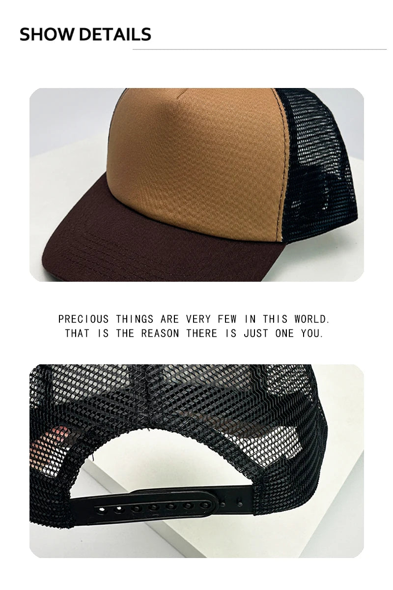 New Unisex Contrasting Colors Simple Baseball Hats Mesh Breathable Outdoor Sunshade Sports Trucker Caps Versatile Fashion Casual