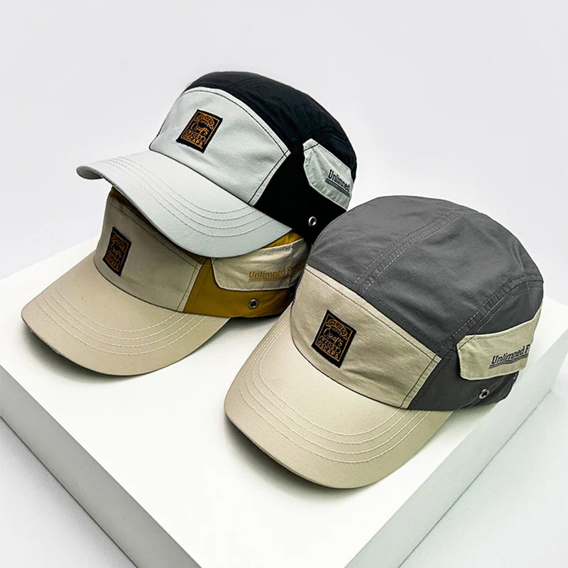 New Unisex Color Block Quick Drying Letter Baseball Hats Breathable Outdoor Sunshade Peaked Caps Versatile Travel Fashion Retro