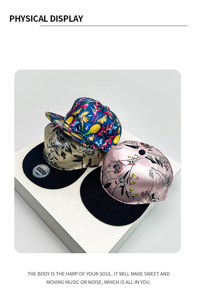 New Unisex Bandhnu Colorful Flowers Leaves Baseball Hats Breathable Hip Hop Sunshade Peaked Caps Versatile Fashion Color Block