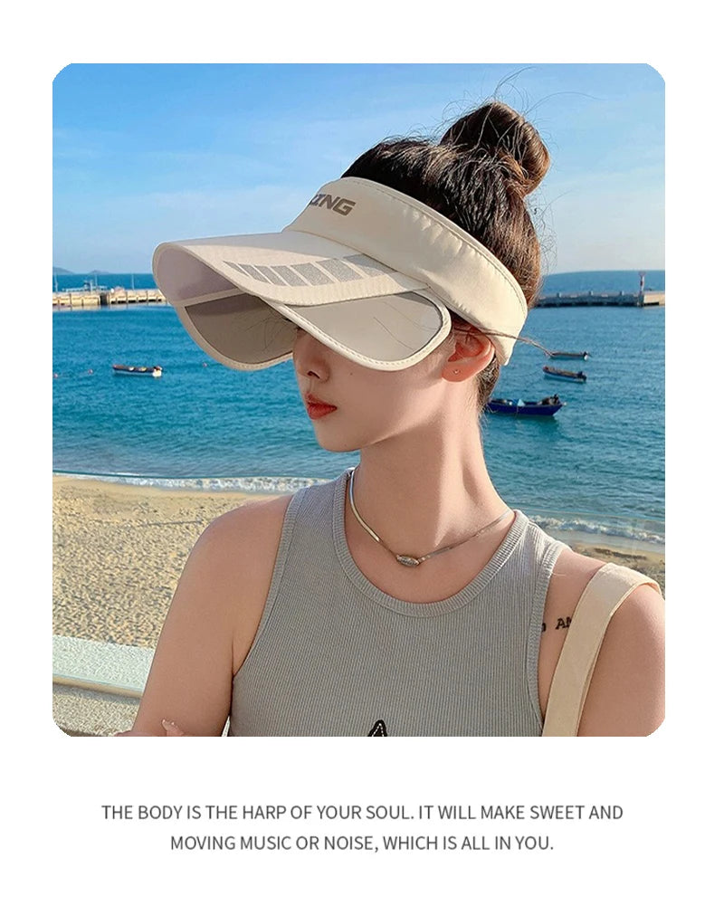 New Unisex Simple Letter Quick Drying Sun Hats Scalable Pull Plate Sunshade Breathable Outdoor Versatile Top Air Caps Fashion