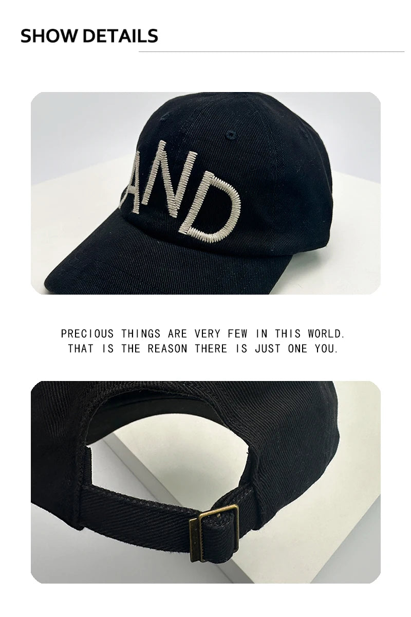 New Unisex Embroidered AND Letters Simple Baseball Hats Breathable High-quality Sunshade Peaked Caps Versatile Fashion Korean