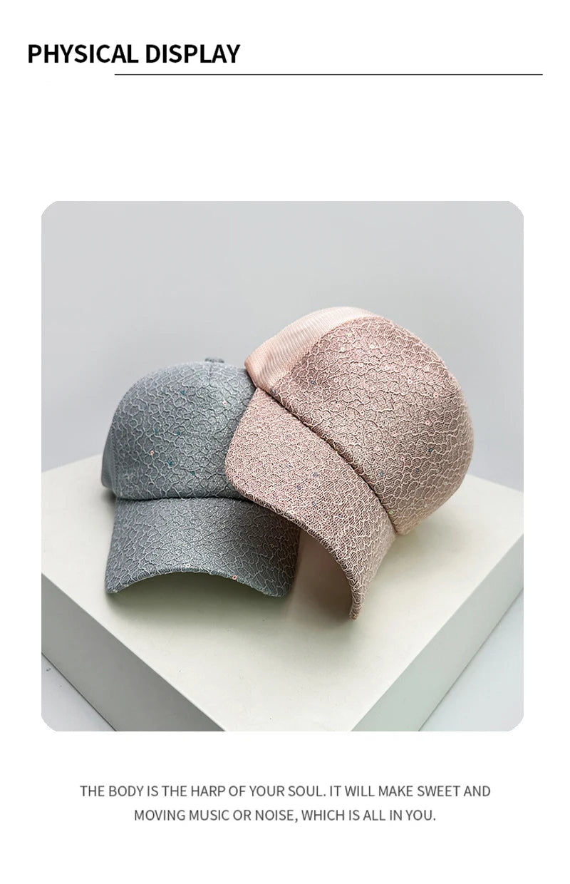 New Women Sequin Solid Baseball Hats Personal Breathable Outdoor Sunshade Casual Mesh Caps Versatile Fashion Korean Comfortable