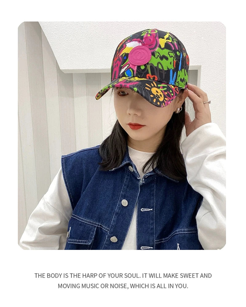 New Unisex Paintings Graffiti Letter Baseball Hats Breathable Personal Sunshade Hip Hop Peaked Caps Versatile Fashion Hardtop