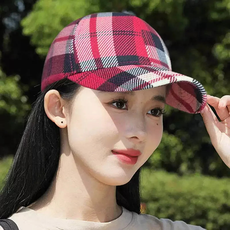 New Unisex Check Stripe Retro Baseball Hats Outdoor Sunshade Casual Breathable Classical Peaked Caps Versatile Fashion Trend ins