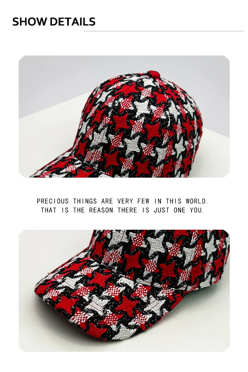 Autumn and Winter New Men Women Warm Versatile Star Color Block Baseball Caps Cotton Fashion Casual Westernized Trend Plush