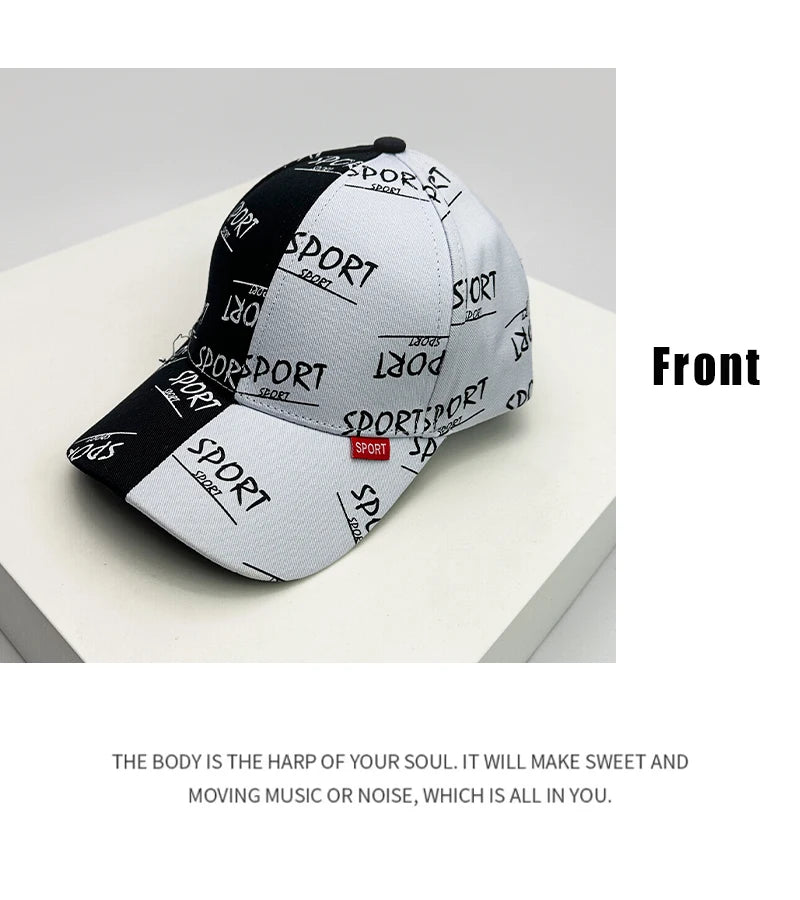 New Men Women Hip Hop Letter Printed Ribbon Baseball Hats Breathable Fashion Sunshade Snapback Caps Versatile Color Block Street