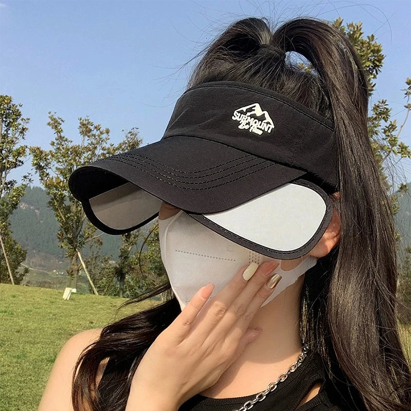 New Unisex Mountain Letter Sun Hats Sunshade Outdoor Breathable Scalable Pull Plate Versatile Sports Top Air Caps Fashion Casual