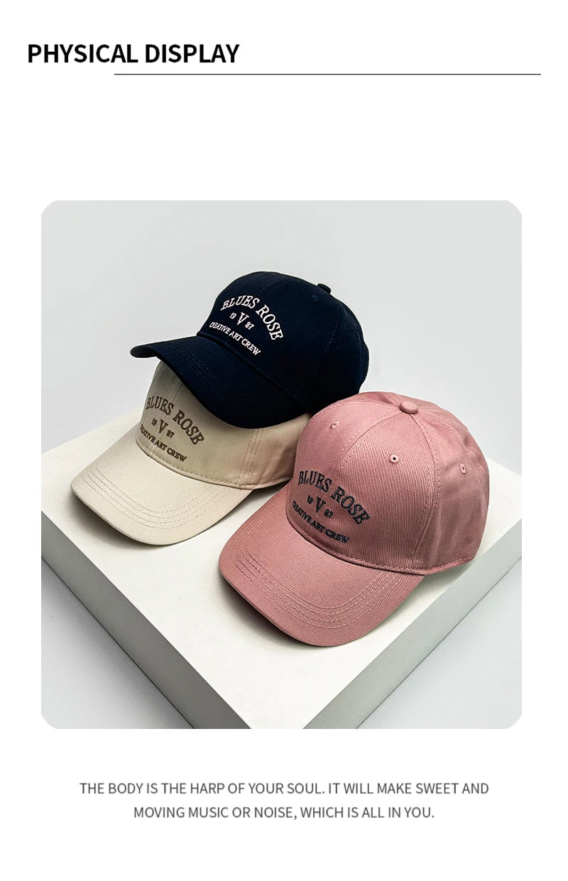 New Unisex Hardtop Embroidered Letters Baseball Hats Breathable Korean Sunshade Casual Peaked Caps Versatile Fashion Simple ins