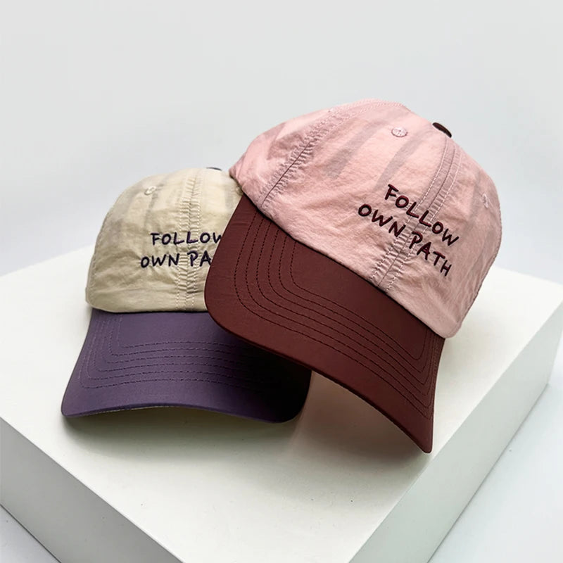 New Men Woman Color Block Quick Drying Letter Embroidery Baseball Hats Sunshade Breathable Outdoor Snapback Cap Versatile Simple