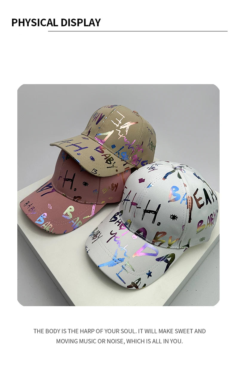 New Versatile Gradient Printed Graffiti Letter Men Women Baseball Hats Cotton Comfortable Casual Hip Hop Caps Fashion Sunshade