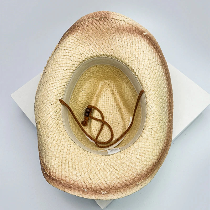 New Women Star Millennium Spicy Cowboy Hats Gradient Outdoor Breathable Sunshade Travel Straw Caps Versatile American Vintage