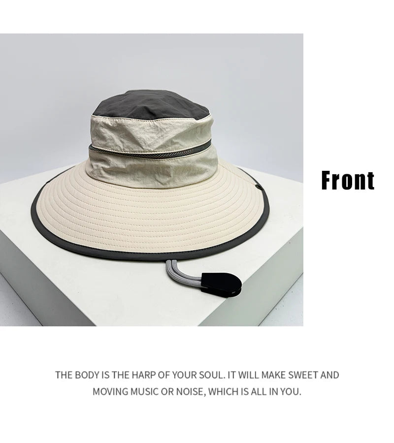 New Unisex Quick Drying Color Block Drawstring Bucket Hats Sunshade Outdoor Breathable ins Versatile Alpine Caps Casual Fashion