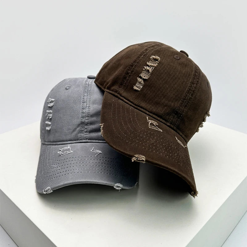 New Unisex Embroidered W Letters Solid Baseball Hats Breathable Broken Sunshade Simple Peaked Caps Versatile Casual Fashion ins