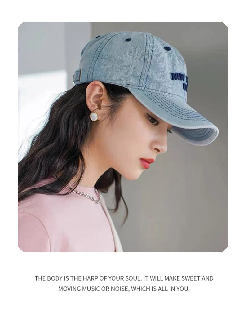 Retro Men Women Baseball Hats Cotton Embroidery Washing Versatile Snapback Caps Fashion Denim Letter Outdoor Leisure Sports