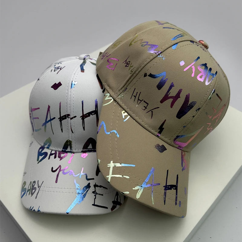 New Versatile Gradient Printed Graffiti Letter Men Women Baseball Hats Cotton Comfortable Casual Hip Hop Caps Fashion Sunshade