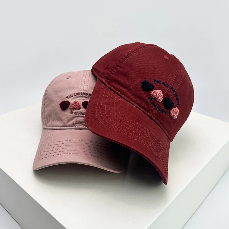 New Women Plush Love Letter Embroidery Baseball Hats Breathable Casual Sunshade Cute Peaked Caps Versatile Fashion Students ins