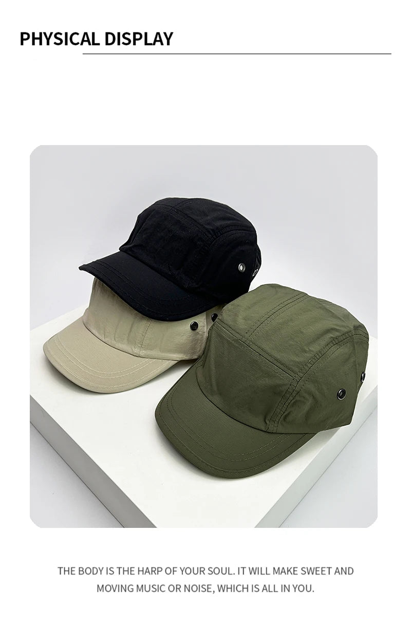 New Men Women Quick Drying Retro Snapback Caps Outdoor Camping Sunshade Breathable Baseball Hats Versatile Fashion Simple Light