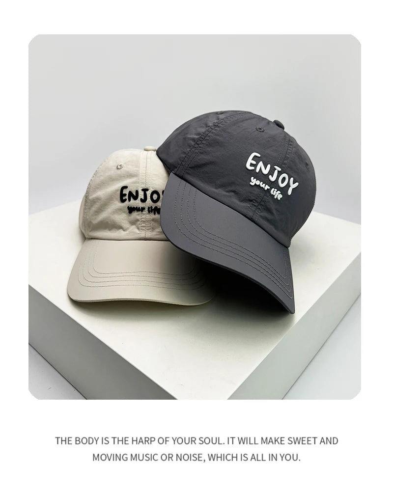 New Unisex Korean Quick Drying Letter Baseball Hats Outdoor Breathable Casual Sunshade Simple Peaked Caps Versatile Fashion ins