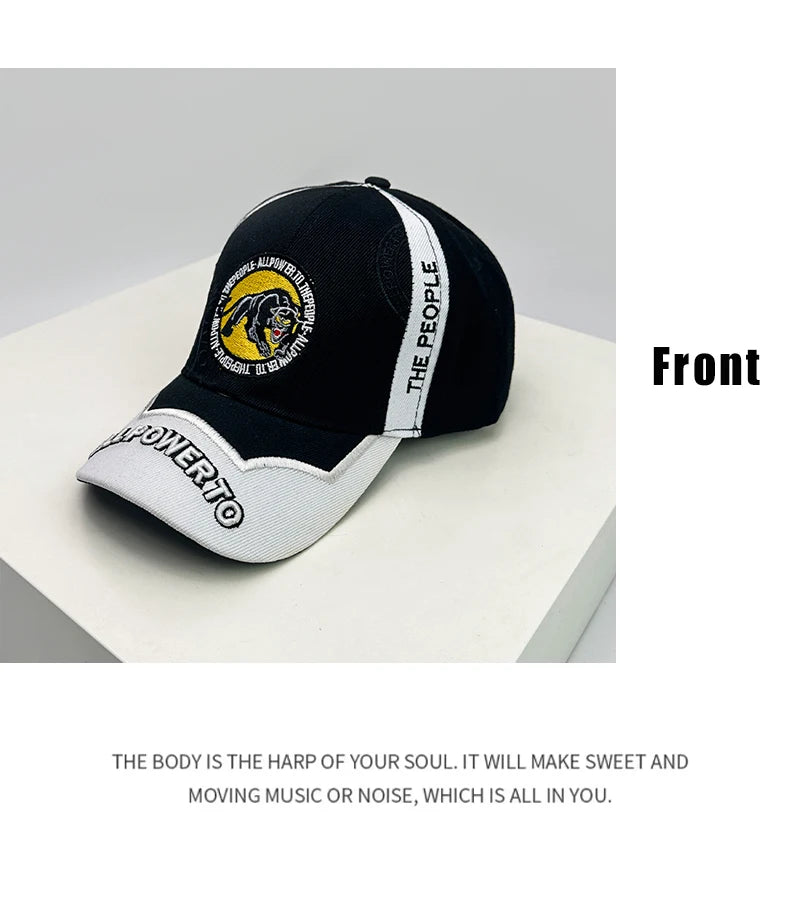 New Unisex Hip Hop Panther Embroidery Baseball Hats Casual Breathable Personal Sunshade Hardtop Peaked Caps Versatile Fashion