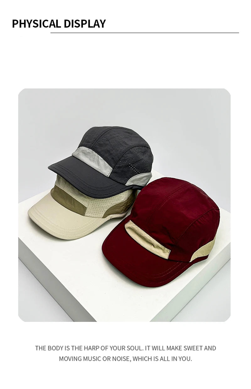 New Unisex Color Block Quick Drying Baseball Hats Short Eaves Breathable Mesh Sunshade Outdoor Peaked Caps Versatile Fashion ins