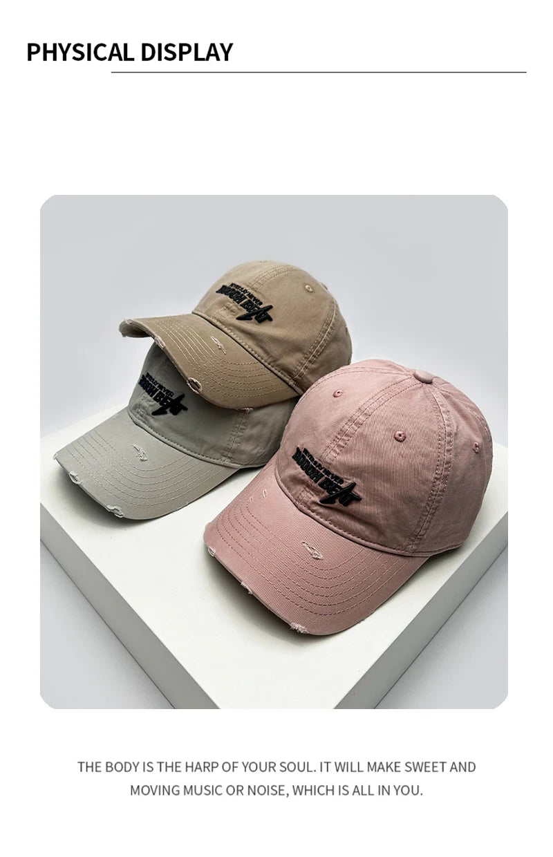 New Men Women Street Broken Style Embroidered Letters Baseball Hats Versatile Breathable Sunshade Personal Snapback Caps Fashion