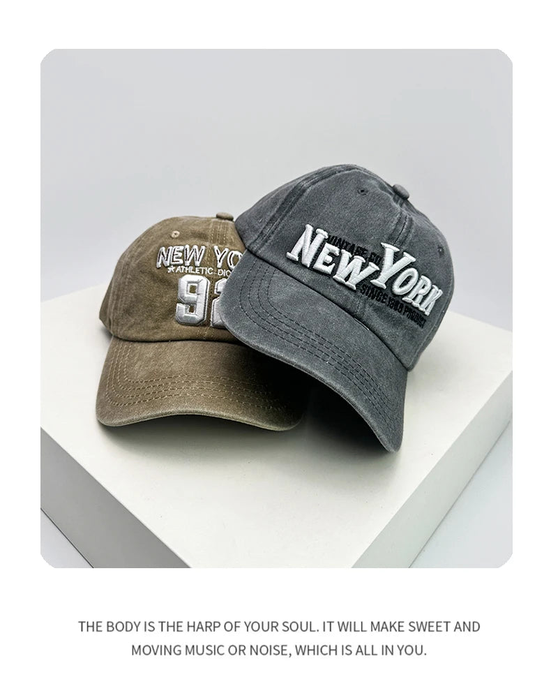 New Unisex Outdoor Letter Embroidery Baseball Hats Personal Breathable Distress Sunshade Retro Peaked Caps Versatile Casual ins