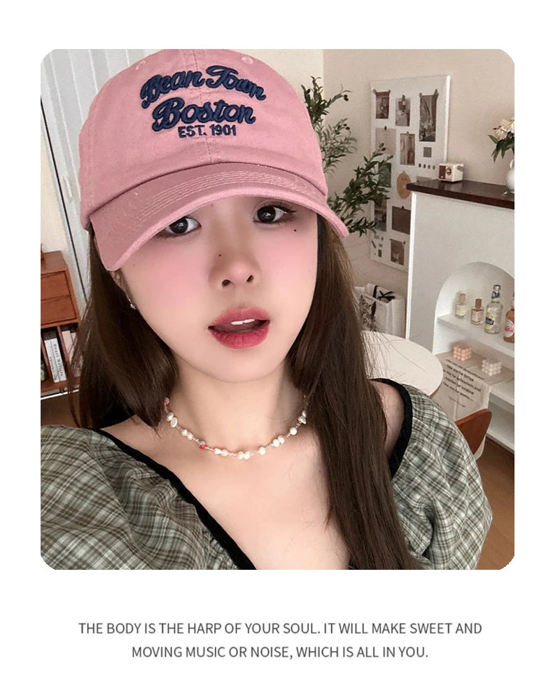 New Men Women Japanese Retro Embroidered Letters Baseball Hats Breathable Sunshade Street Versatile Snapback Caps Fashion Couple