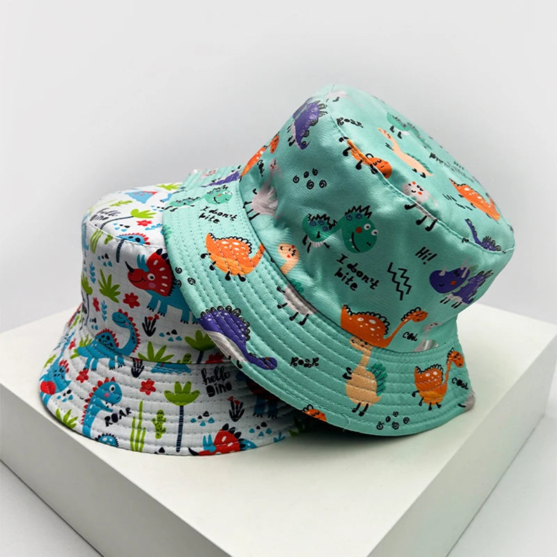 New Unisex Cute Cartoon Animal Print Bucket Hats Sunshade  Versatile Outdoor Fashion Double Sided Wearable Fisherman Caps Travel