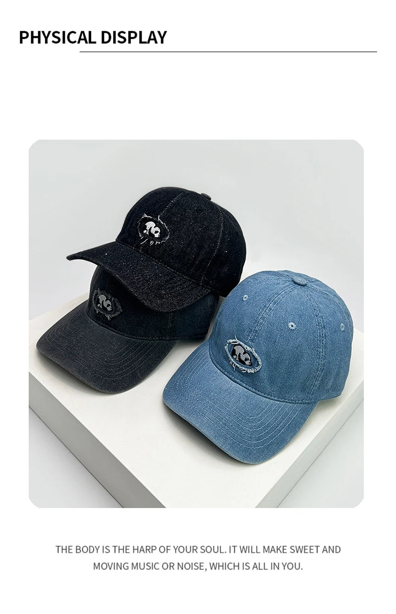 New Men Woman Casual Cartoon Lazy Panda Embroidery Baseball Hats Sunshade Breathable Cute Snapback Caps Versatile Denim Fashion