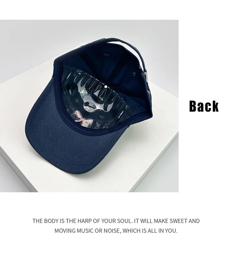 New Men Women Niche Korean Bow Embroidery Baseball Hats Sunshade ins Breathable Sweet Snapback Caps Versatile Fashion Retro