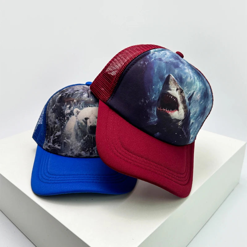 New Unisex Printed Animals Baseball Hats Breathable Mesh Sunshade Hip Hop Trucker Caps Versatile Personal Fashion Casual Sports