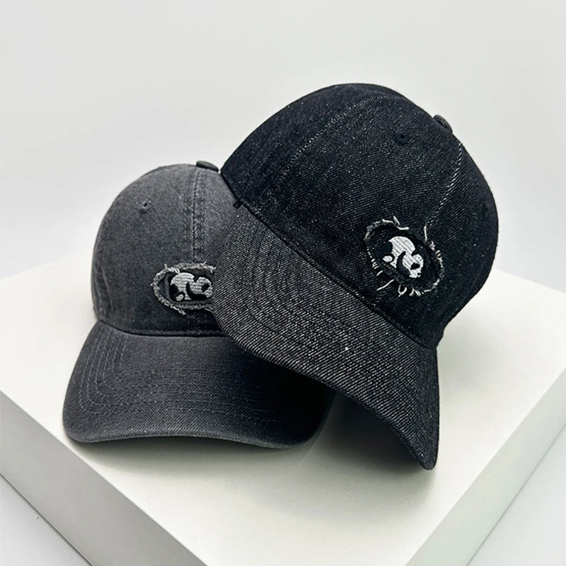 New Men Woman Casual Cartoon Lazy Panda Embroidery Baseball Hats Sunshade Breathable Cute Snapback Caps Versatile Denim Fashion