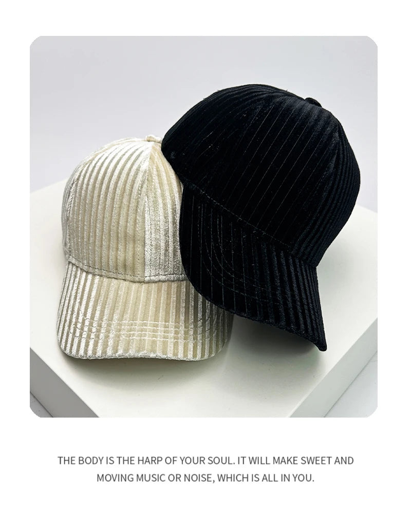 Autumn and Winter New Vertical Stripes Baseball Hats Warm Men Women Versatile Sunscreen Fashion Outdoor Snapback Caps Casual