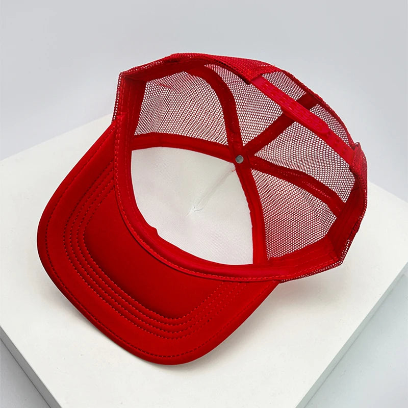 New Men Women Pattern Strawberry Letter Half Mesh Caps Sunshade Breathable Baseball Hats Versatile Fashion Hip Hop Street ins