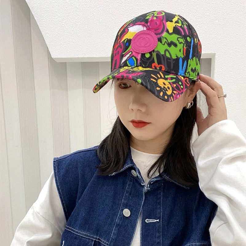 New Unisex Paintings Graffiti Letter Baseball Hats Breathable Personal Sunshade Hip Hop Peaked Caps Versatile Fashion Hardtop