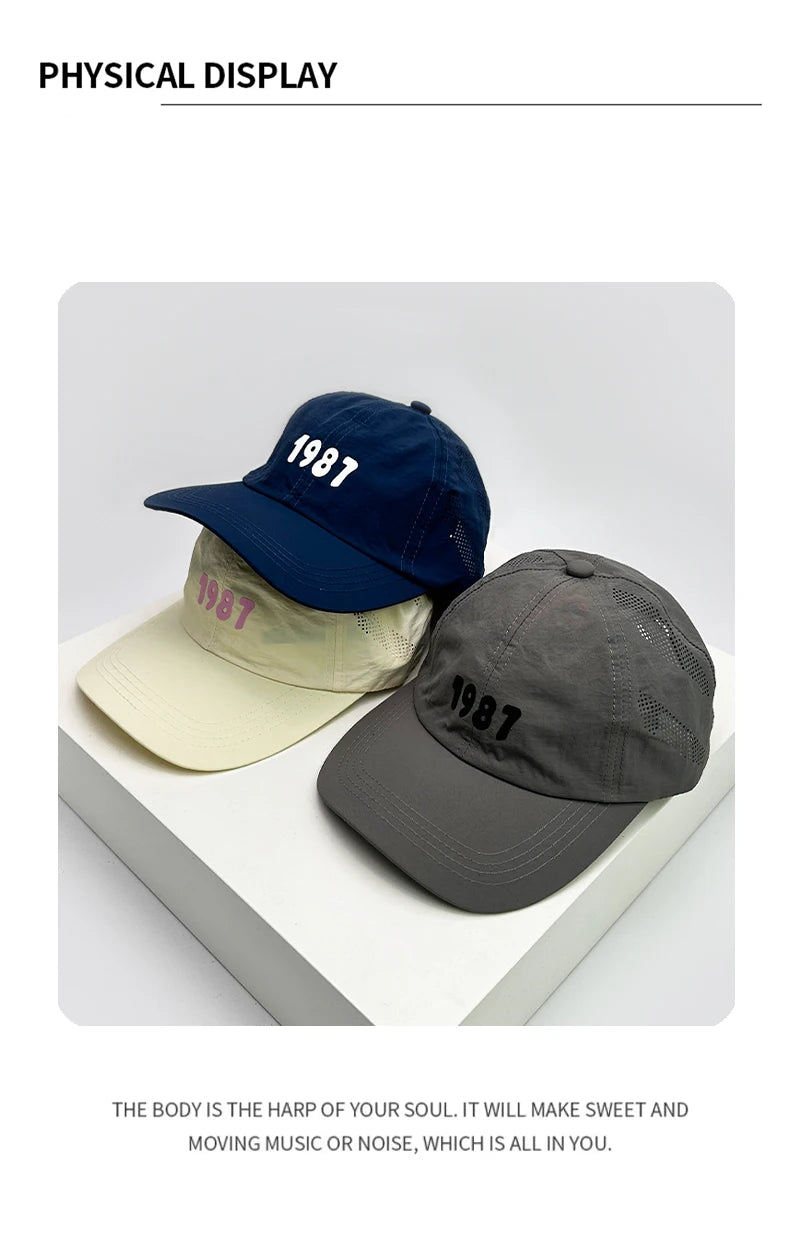 New Men Woman Personal Quick Drying Printed Digit Baseball Hats Breathable Simple Sunshade Mesh Snapback Caps Versatile Fashion