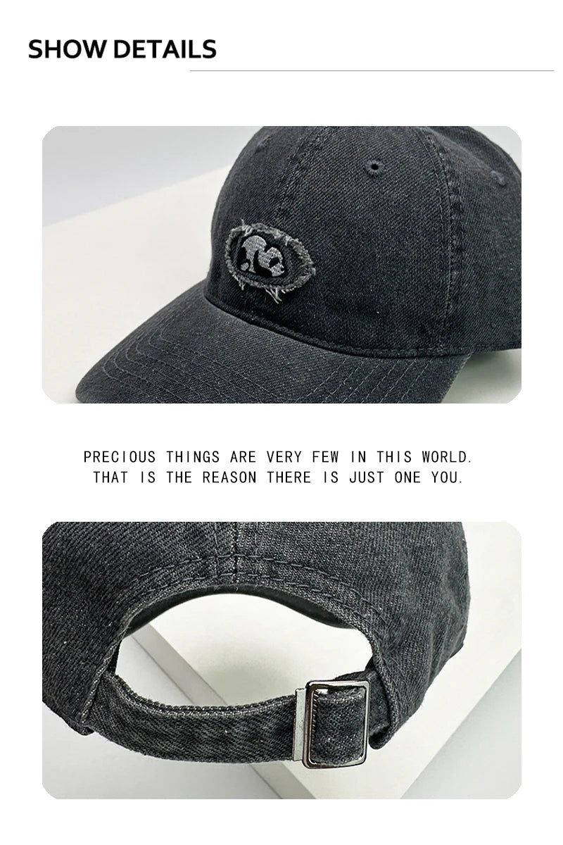 New Men Woman Casual Cartoon Lazy Panda Embroidery Baseball Hats Sunshade Breathable Cute Snapback Caps Versatile Denim Fashion