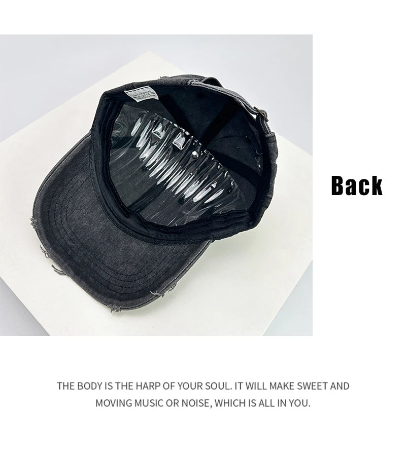 New Unisex Broken Style Solid Baseball Hats Breathable American Vintage Sunshade Simple Peaked Cap Versatile Fashion Casual ins