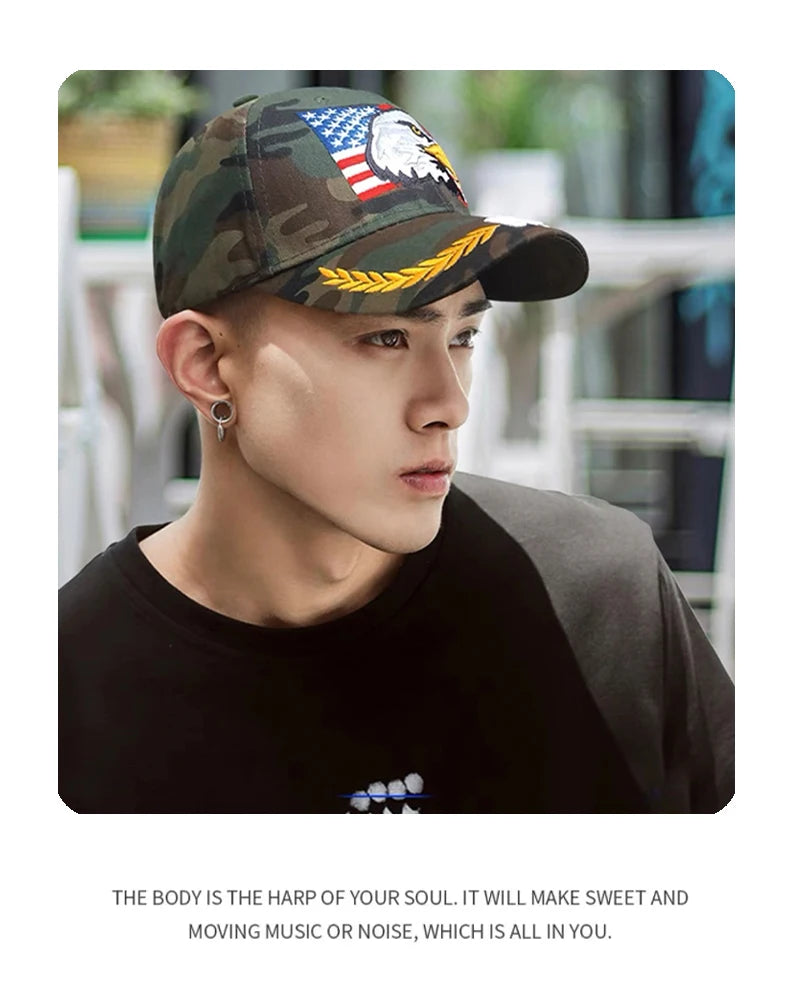 New Men Women American Flag Eagle Embroidery Baseball Hats Fashion Breathable Sunshade Snapback Caps Versatile Personal Street