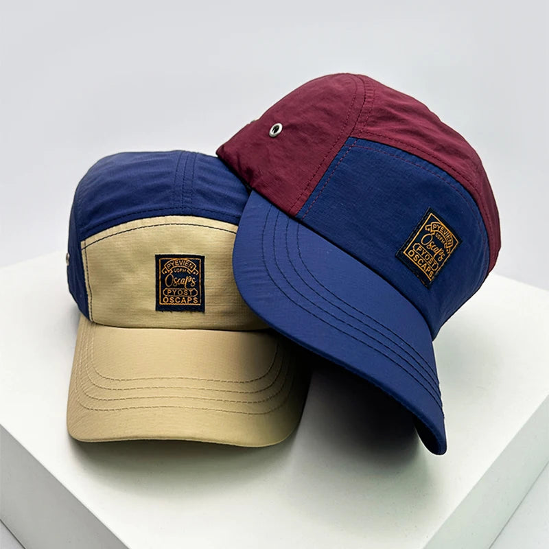 New Unisex Color Block Quick Drying Letter Baseball Hats Breathable Outdoor Sunshade Peaked Caps Versatile Travel Fashion Retro