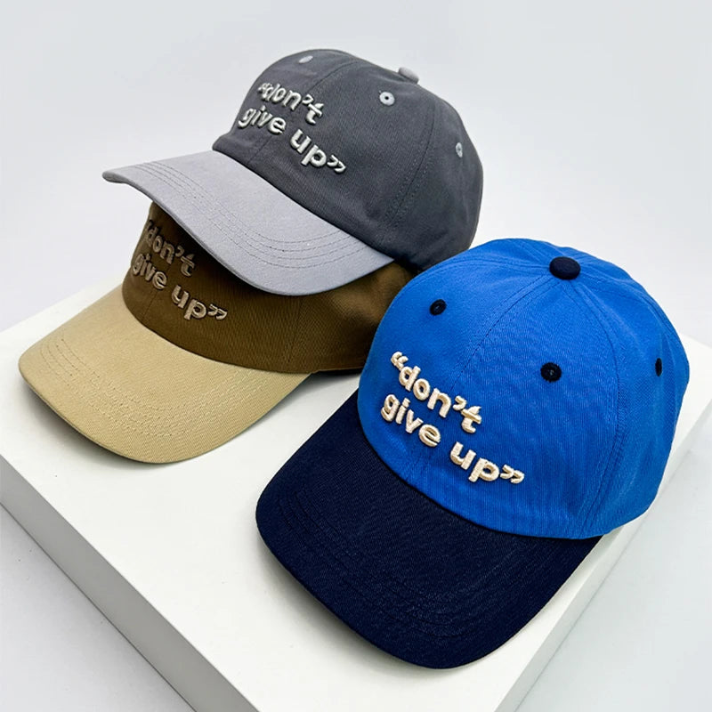 New Men Women Color Block Letters Embroidery Baseball Hats Japanese Breathable Sunshade Versatile Snapback Caps Fashion Student