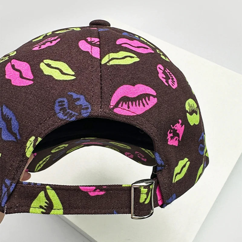 New Unisex Colorful Lip Elephant Baseball Hats ins Sunshade Outdoor Breathable Hip Hop Peaked Caps Versatile Fashion Color Block