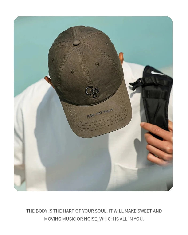 New Unisex Korean Embroidered GP Letters Baseball Hats Casual Breathable Retro Sunshade Peaked Caps Versatile Fashion Outdoor